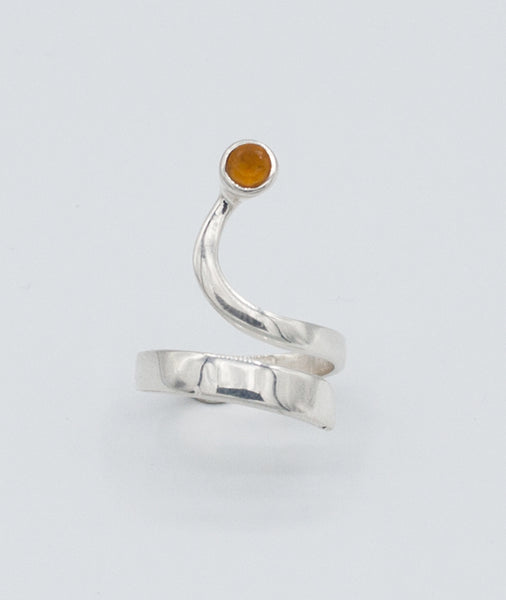 citrine silver wave ring, citrine ring, November birthstone silver ring 