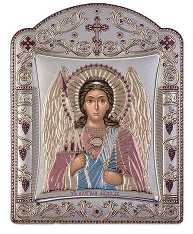 Archangel Michael, Eastern Orthodox Icon, Red & Blue 16.7x22.4cm 