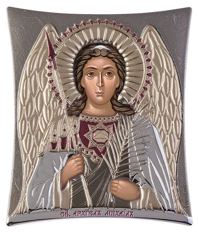 Archangel Michael, Eastern Orthodox Icon, grey 16x20cm 