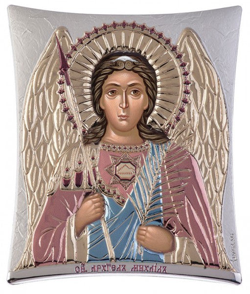 Archangel Michael, Greek Eastern Orthodox Icon, Red and Blue 16x 20cm 