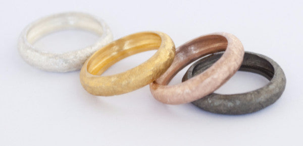 rose gold stacking ring, sterling silver stacking ring, textured pink stack ring - Handmade with Love - Eleni Pantagis