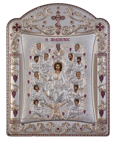Jesus Christ Tree of Life, Russian Orthodox Icon, Silver 11.3x15.2cm 