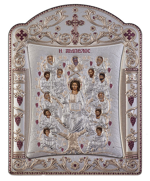 Jesus Christ Tree of Life, Silver byzantine iconography, Silver 16.7 x 22.4cm 