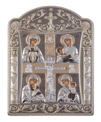 Virgin Mary Motherhood, Greek Christian icons, Grey 22.7 x 30.5cm 