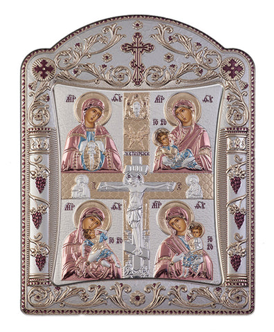 Virgin Mary Motherhood, Greek Christian icons, Red & Blue 22.7 x 30.5cm 