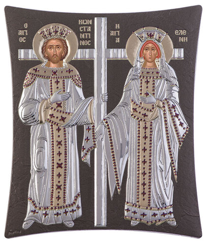 Saint Constantine and Helen, Greek icons for sale, grey 16 x 20cm 