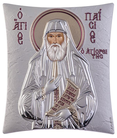 Saint Paisios of Mount Athos, Eastern Orthodox saint icon, silver 16 x 20cm 