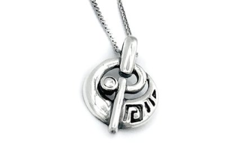 greek key pendant, meander necklace, fine silver pendant 