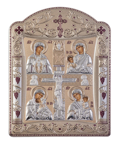 Virgin Mary Motherhood, Greek orthodox iconography, Gold 16.7 x 22.4 cm 