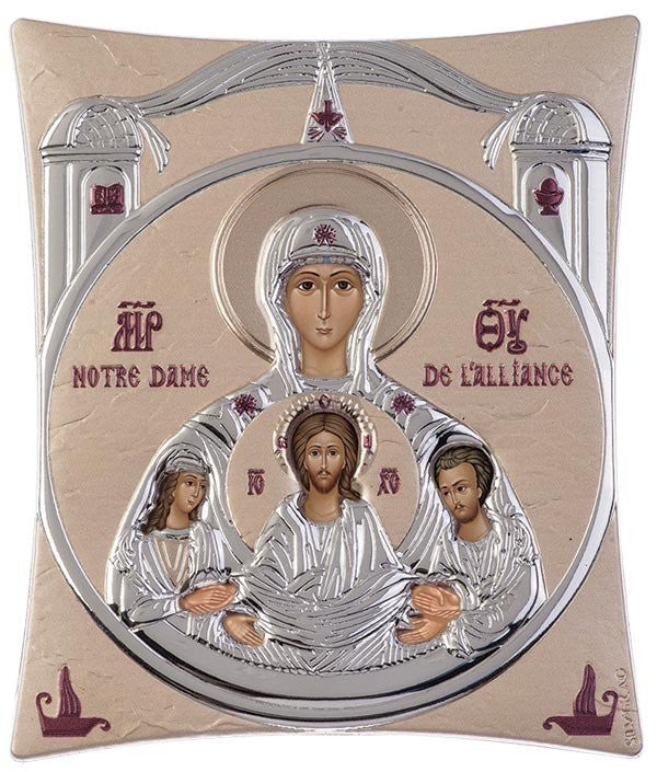 Virgin Mary / Notre Dame - Greek Orthodox Silver Icon, Gold 20.6x25.5cm 