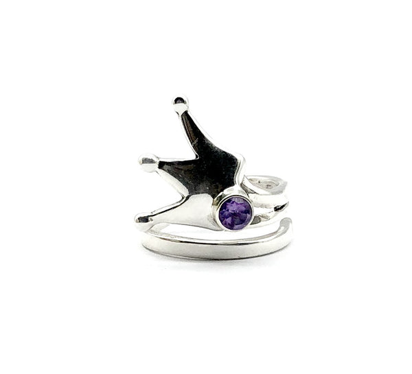 crown ring, princess crown ring silver ring, amethyst ring 