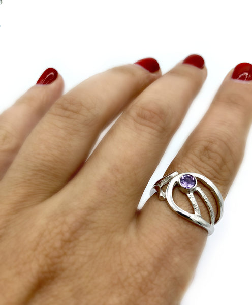 Amethyst Silver ring, Amethyst ring, February birthstone ring 