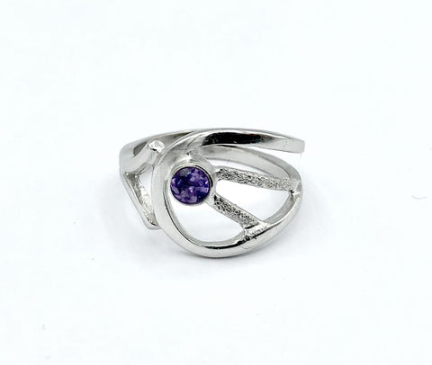 Amethyst Silver ring, Amethyst ring, February birthstone ring 