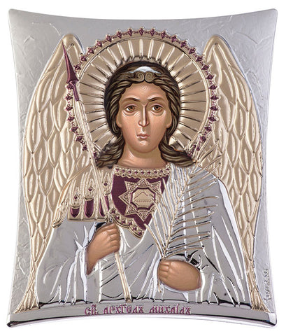 Archangel Michael, Greek Eastern Orthodox Icon, Silver 16x 20cm 