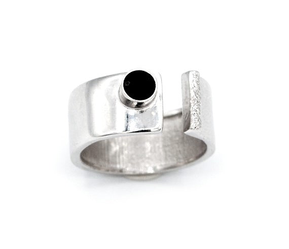 black spinal silver ring adjustable silver ring black stone ring 