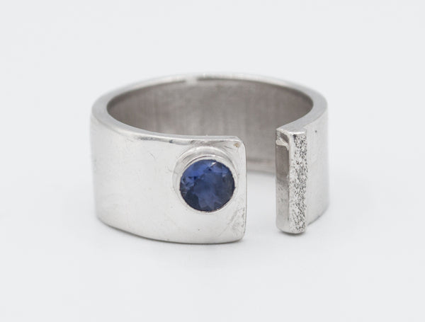 blue iolite silver ring adjustable silver ring blue stone ring 