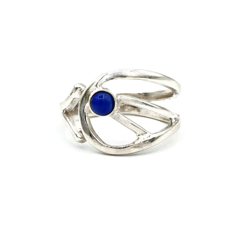 Blue lapis lazuli Silver ring, blue stone ring, contemporary silver ring 