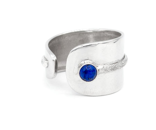 blue lapis silver ring, adjustable silver ring, blue stone ring Santorini Ring 