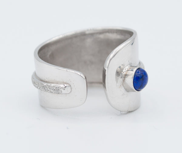 blue lapis silver ring, adjustable silver ring, blue stone ring Santorini Ring 