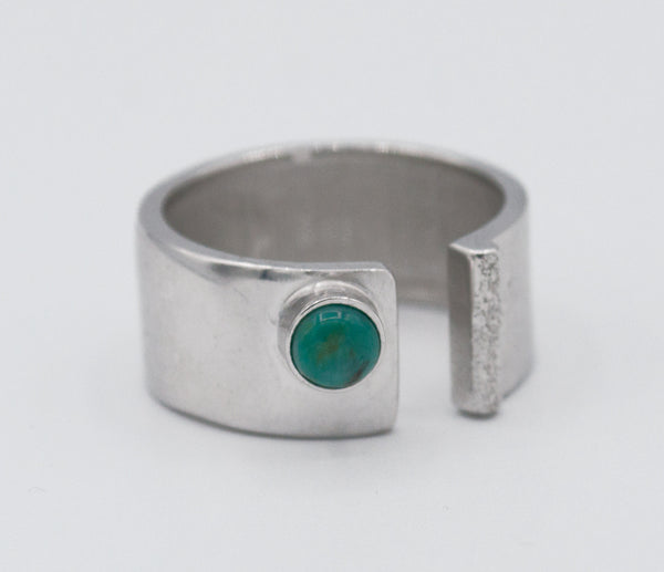 turquoise silver ring adjustable silver ring blue green stone ring 