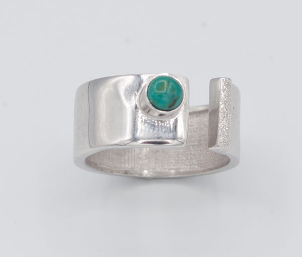 turquoise silver ring adjustable silver ring blue green stone ring 