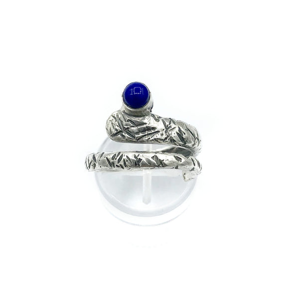 Blue lapis ring, snake ring, blue stone ring, modern snake ring 