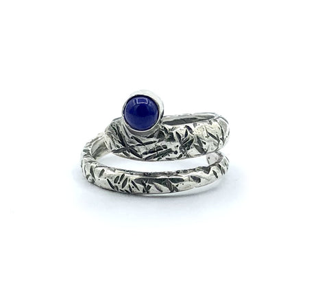 Blue lapis ring, snake ring, blue stone ring, modern snake ring 