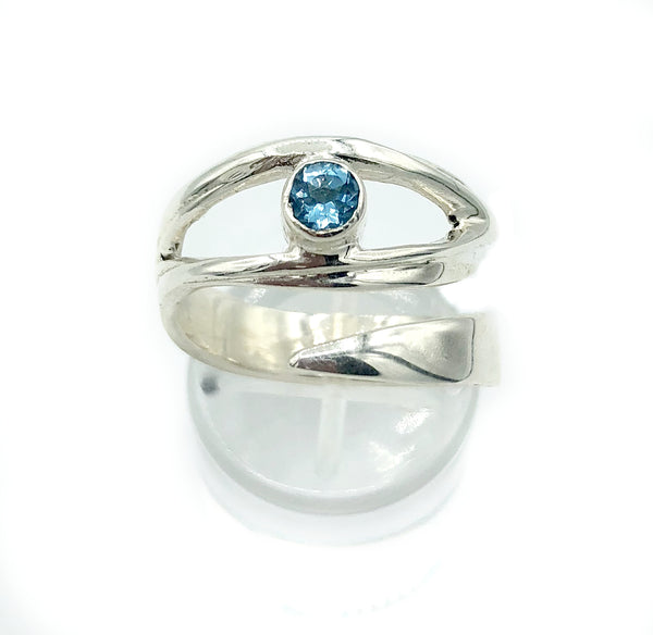 Evil eye ring, November birthstone ring, topaz silver ring 