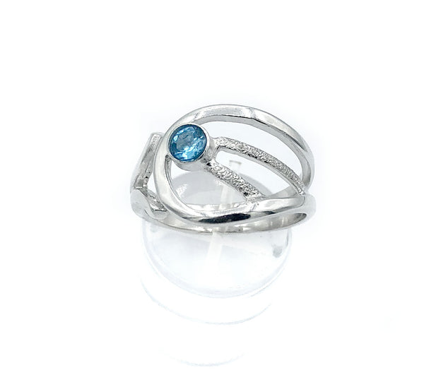 blue topaz ring, blue stone ring, contemporary silver ring 