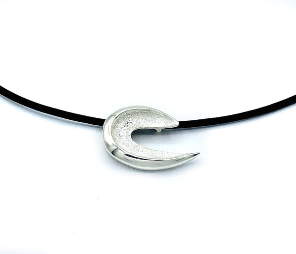 contemporary pendant, silver c shape necklace, Sterling silver pendant 