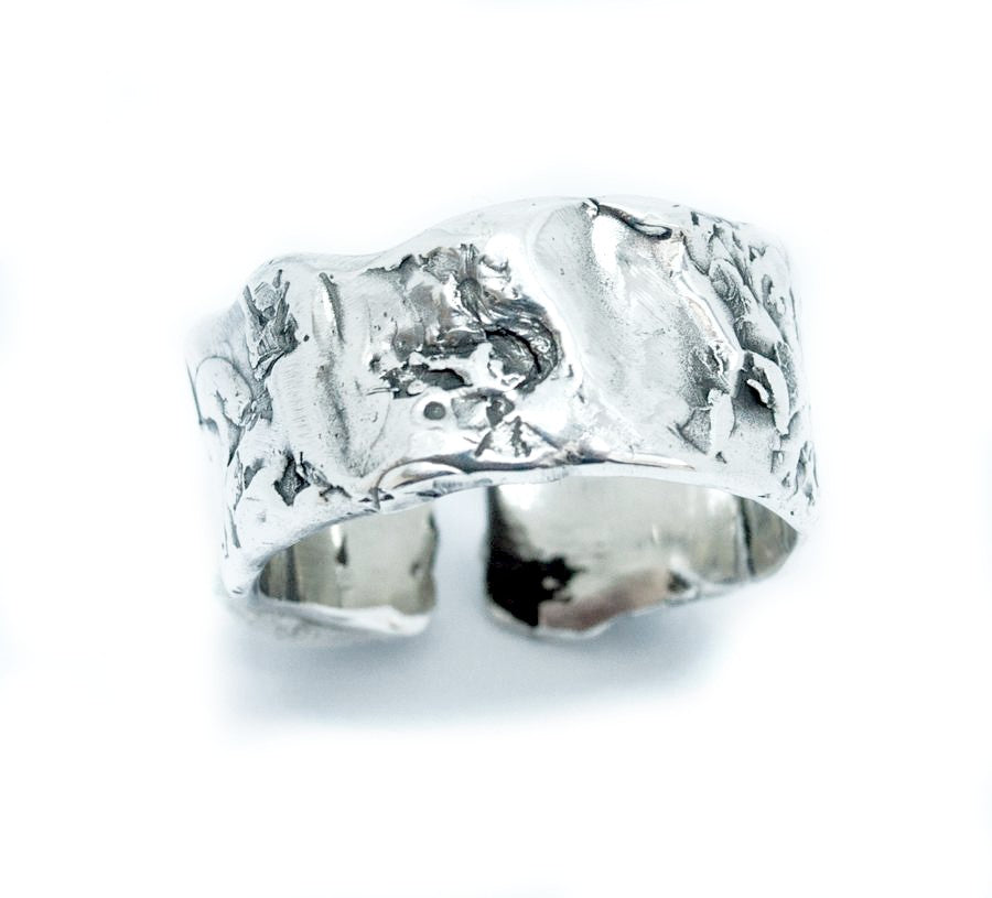 men's silver ring, chunky silver ring, thick chunky ring adjustable 