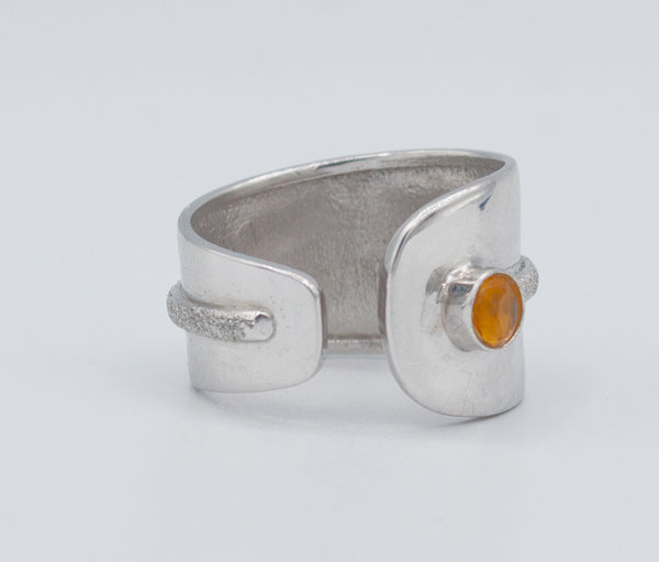 citrine silver ring, adjustable silver ring, yellow stone ring Santorini Ring 