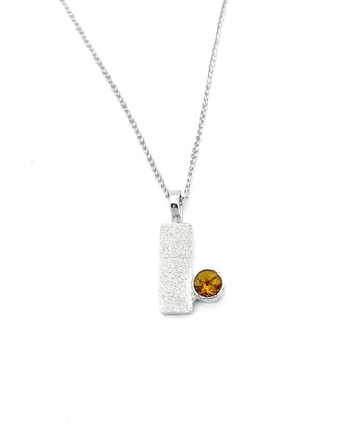 citrine silver pendant textured small pendant silver chain 