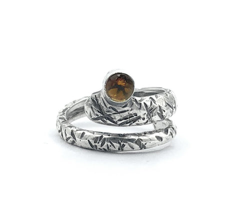 citrine ring, November birthstone ring, snake ring, yellow stone ring 