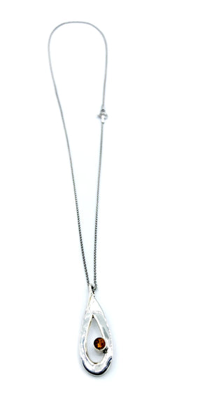 citrine pendant drop pendant, silver pendant silver chain 