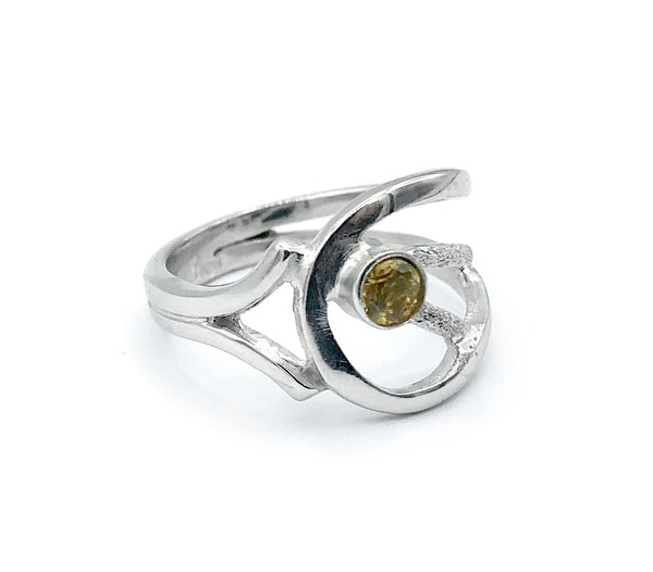 citrine ring, yellow stone ring, November birthstone modern silver ring 
