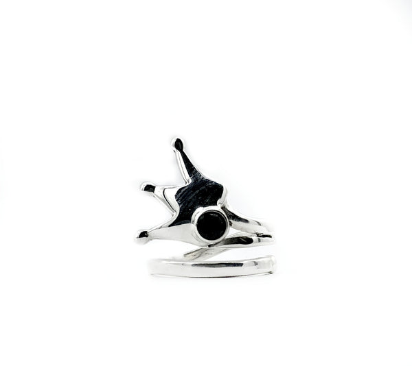 queen crown ring, princess crown ring silver ring, black spinel ring 