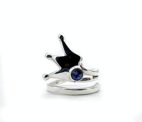princess crown ring, queen crown ring silver ring, iolite ring 