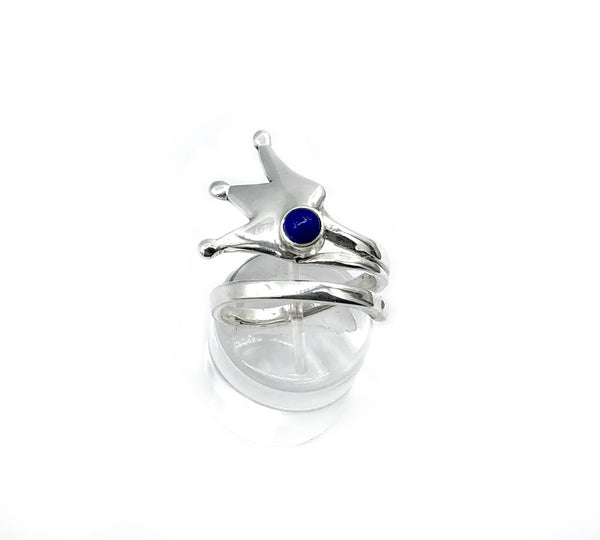 princess crown ring, queen crown ring silver ring, blue lapis ring 