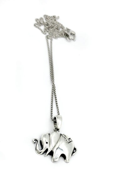 elephant pendant, elephant necklace, silver elephant pendant 