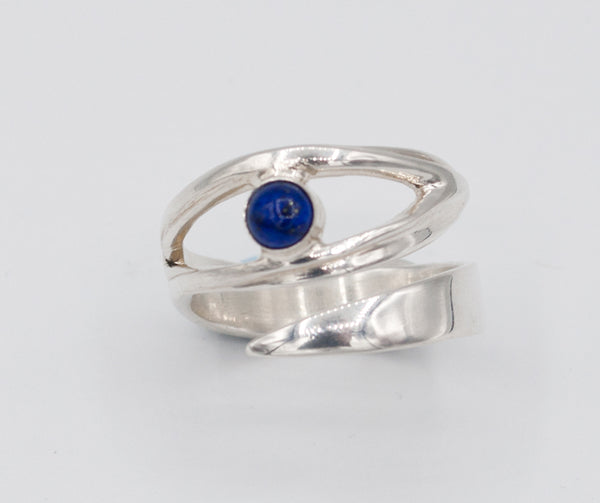 blue lapis silver ring, eye ring, blue stone ring, blue lapis ring 