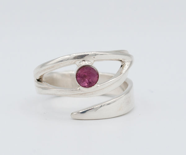 Pink tourmaline silver ring, October birthstone ring, pink stone ring 