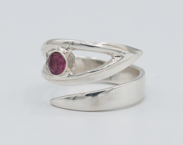 Pink tourmaline silver ring, October birthstone ring, pink stone ring 