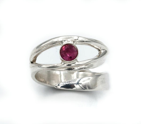 Pink tourmaline silver ring, October birthstone ring, pink stone ring 