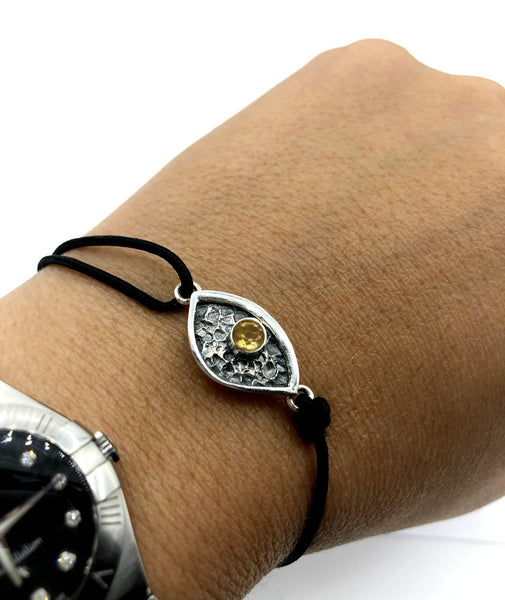 Evil eye bracelet, citrine stone, evil eye small bracelet 