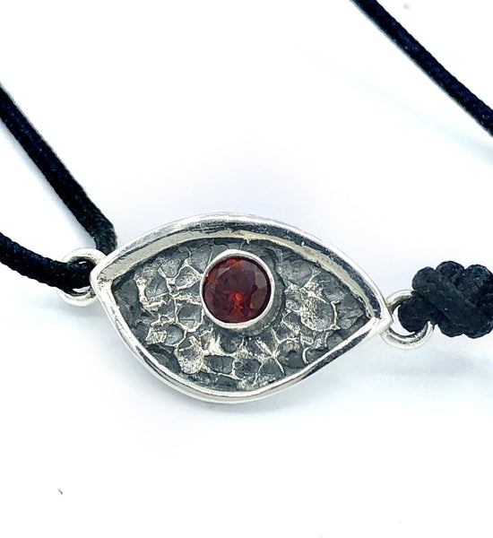 Evil eye bracelet, red garnet stone, evil eye small bracelet 