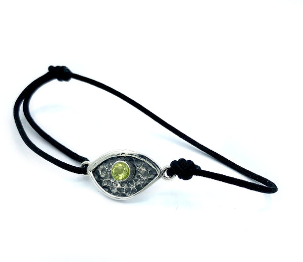 Evil eye bracelet, peridot stone, evil eye small bracelet 