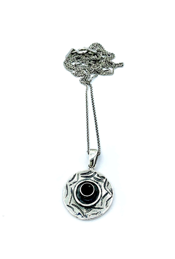 Evil eye pendant, black spinel stone, evil eye circle pendant silver chain 