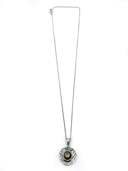 Evil eye pendant, citrine gemstone silver pendant, evil eye circle pendant silver chain 