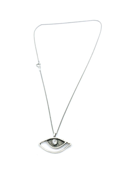 evil eye pendant, zircon pendant, silver eye pendant silver chain 